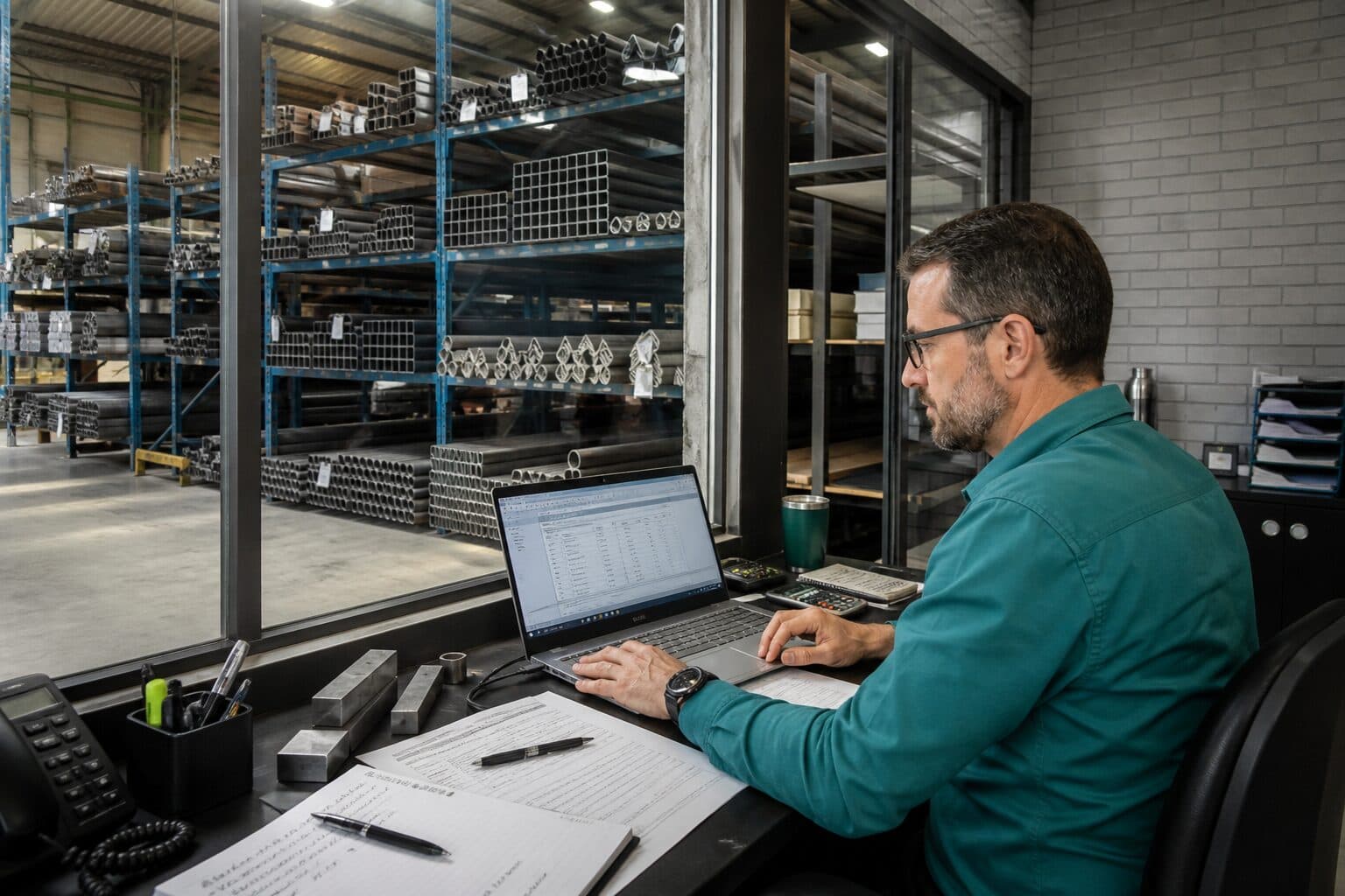 Gestor de uma distribuidora conferindo o comercial no computador